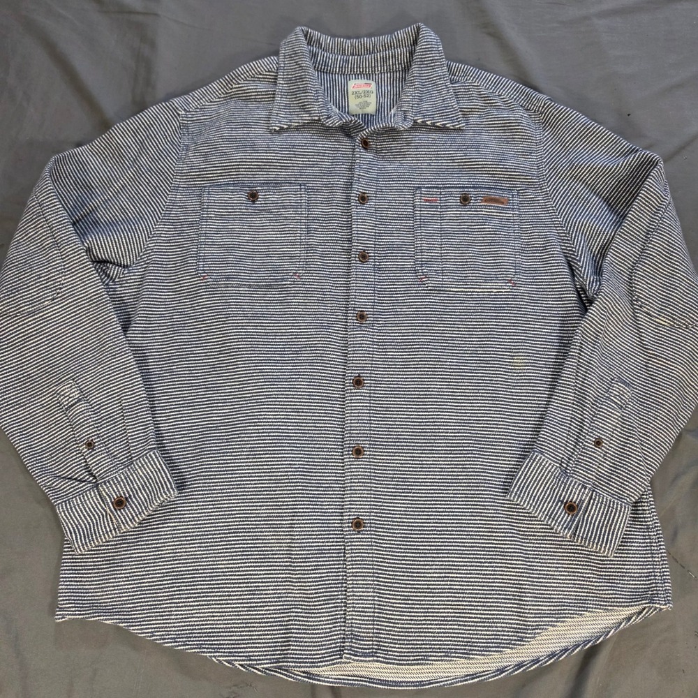 Genuine Dickies Mens 2XL Striped Long Sleeve Button Down Work Shirt DIC55037GD